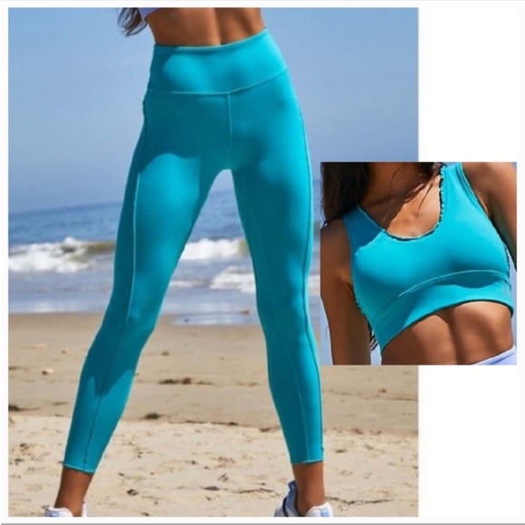 NWT Free People movement Hearts Aflutter Legging Ruffle Detail Red Pink Size S - Picture 2 of 7